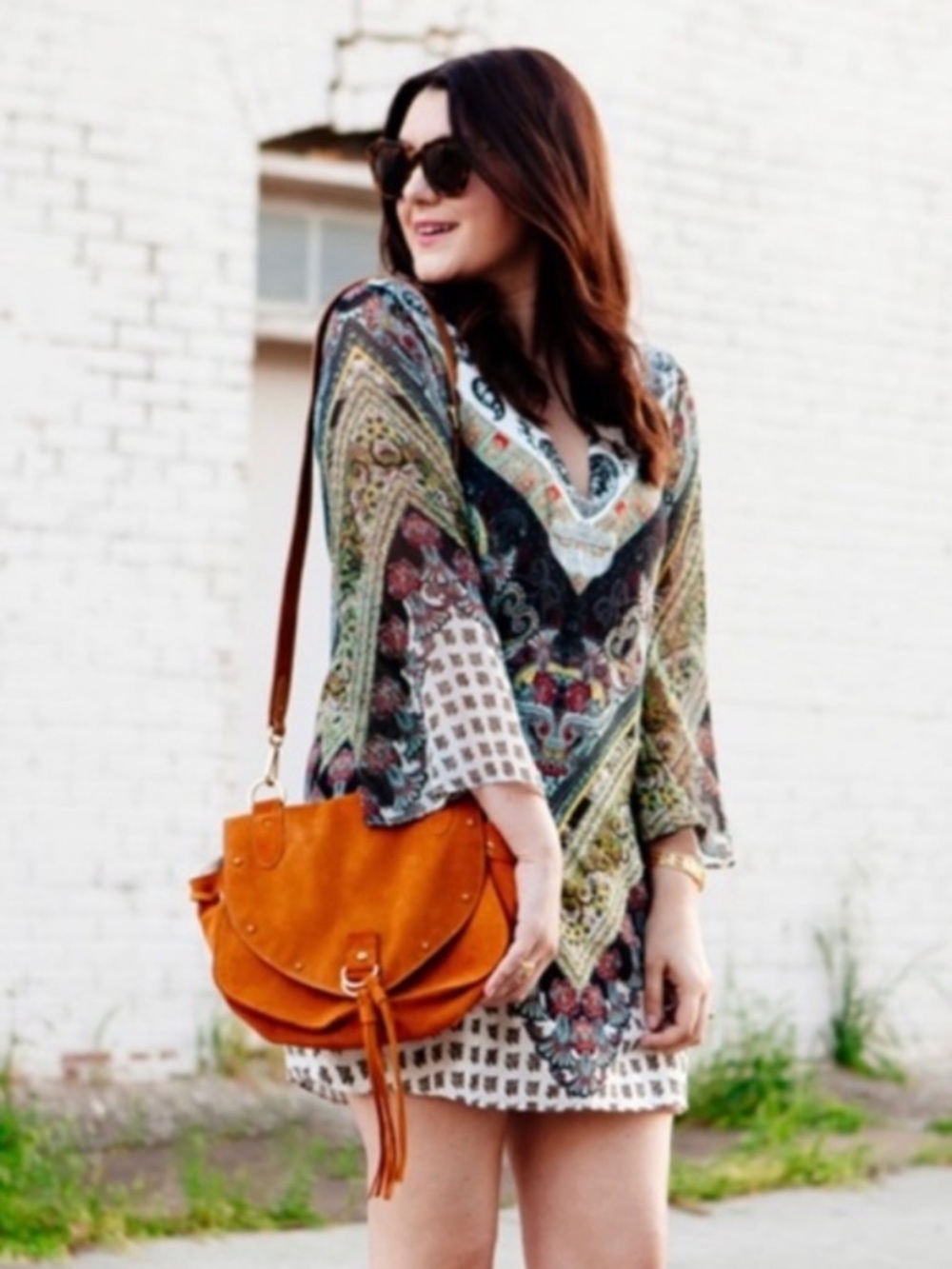 Alice & Olivia Zia Caftan Mini Dress Paisley size Small